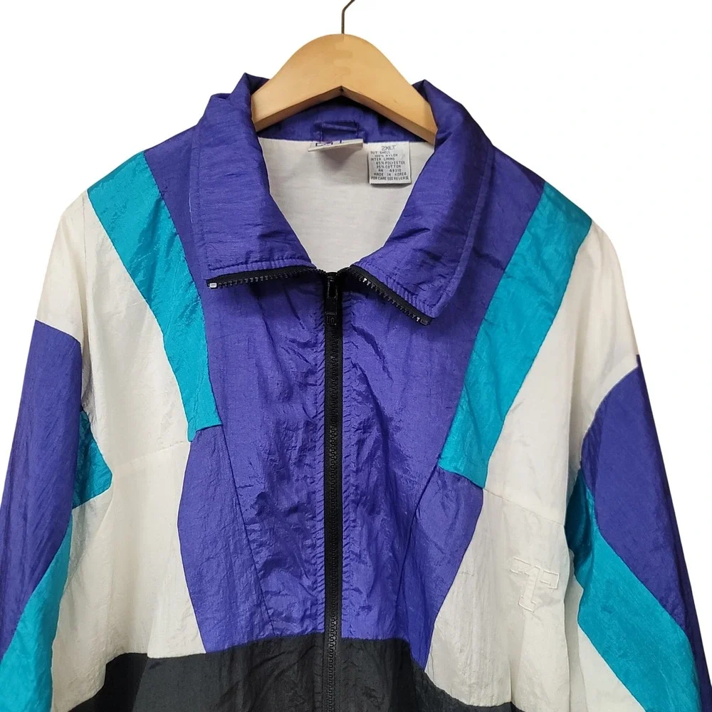 Vintage Todd1‎  90s Colorblock Fresh Prince Windbreaker Hip Hop Streetwear 2XLT